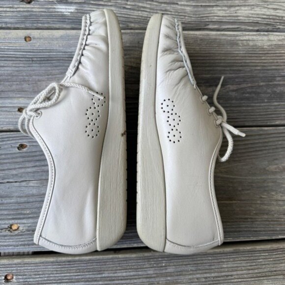 SAS Siesta Lace Up Genuine Leather Loafer Bone Women Size 7.5 Wide Hand Sewn - Picture 8 of 14